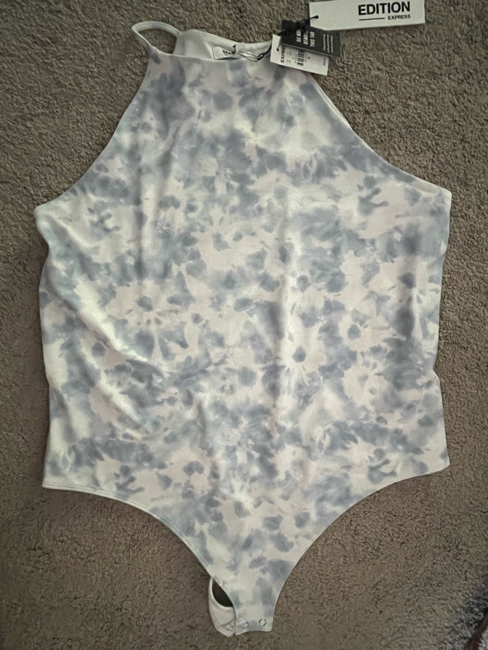 NWT Blue & white tie-dye bodysuit